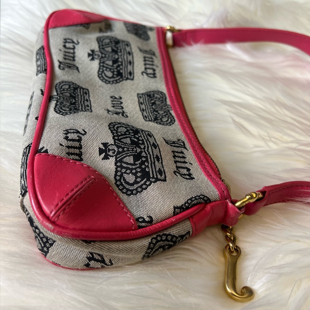 Vintage Juicy Couture Shoulder Bag Pink Leather and Canvas 2004-2006 P&G